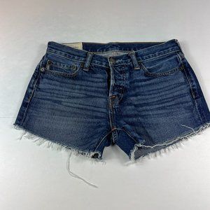 Abercrombie Fitch Shorts Men 30* Mid Rise Blue Faded Whiskers Cotton Denim Jorts
